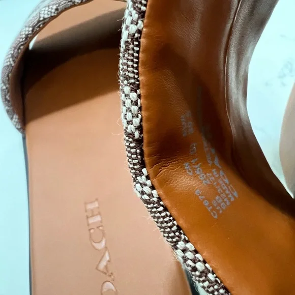 Coach Tan & Brown Signature Monogram Slide Sandals - Picture 10 of 12